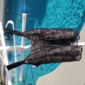 Black lace with nude lining flowy tank top